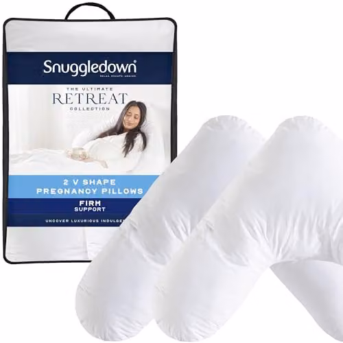 Snuggledown 2 Pack Retreat V Shape Firm Support Pillows in White, W: 84 cm, D: 35 cm