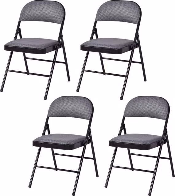 Costway 4-Piece Set of Grey Fabric and Metal Folding Chairs