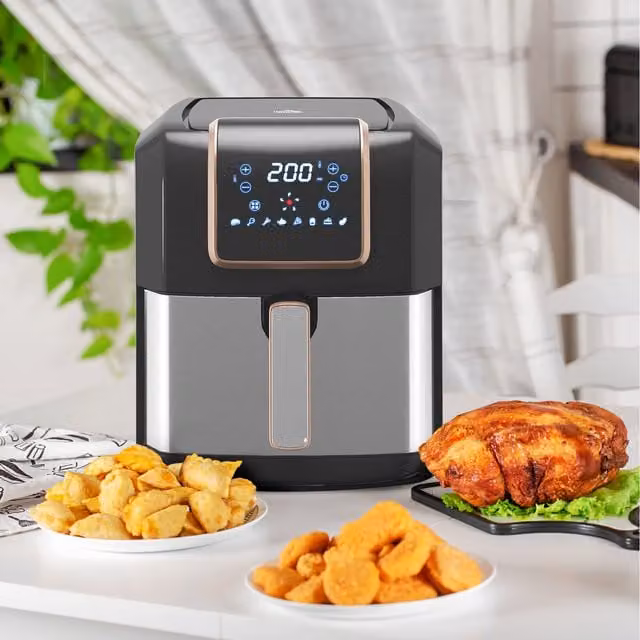 HOMCOM Digital Air Fryer with Timer and Digital Display, 6.5L, Gold