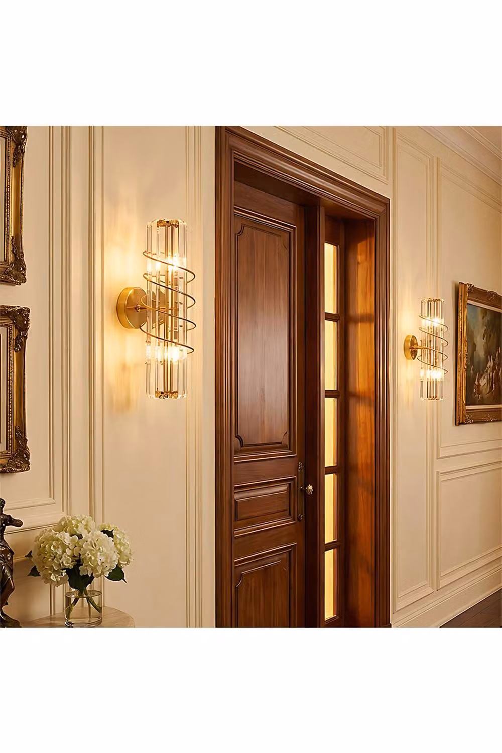 Living and Home 2-Light E14 Crystal and Metal Wall Light in Gold/Brass – 3