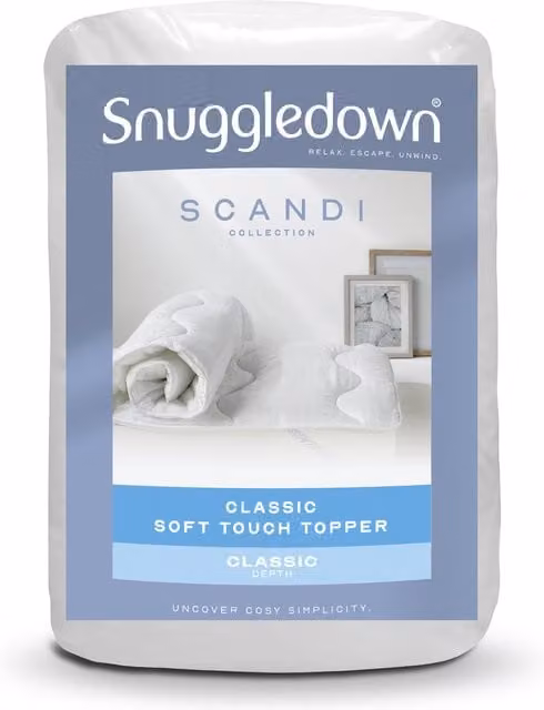 Snuggledown Scandinavian Hollowfibre Mattress Topper, White, Width: 180 cm