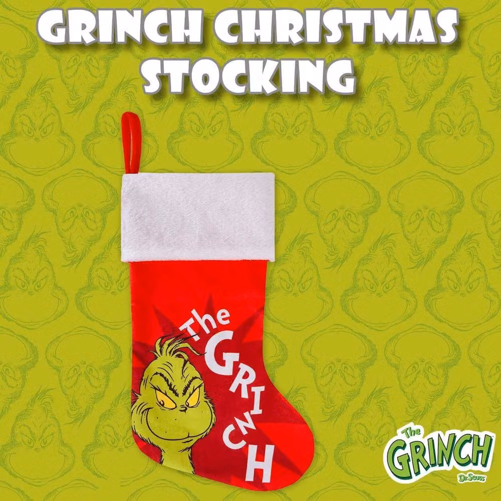 VFM e-Store Grinch Christmas Stocking in Red and White, H 40 cm x W 26 cm x D 26 cm – 3