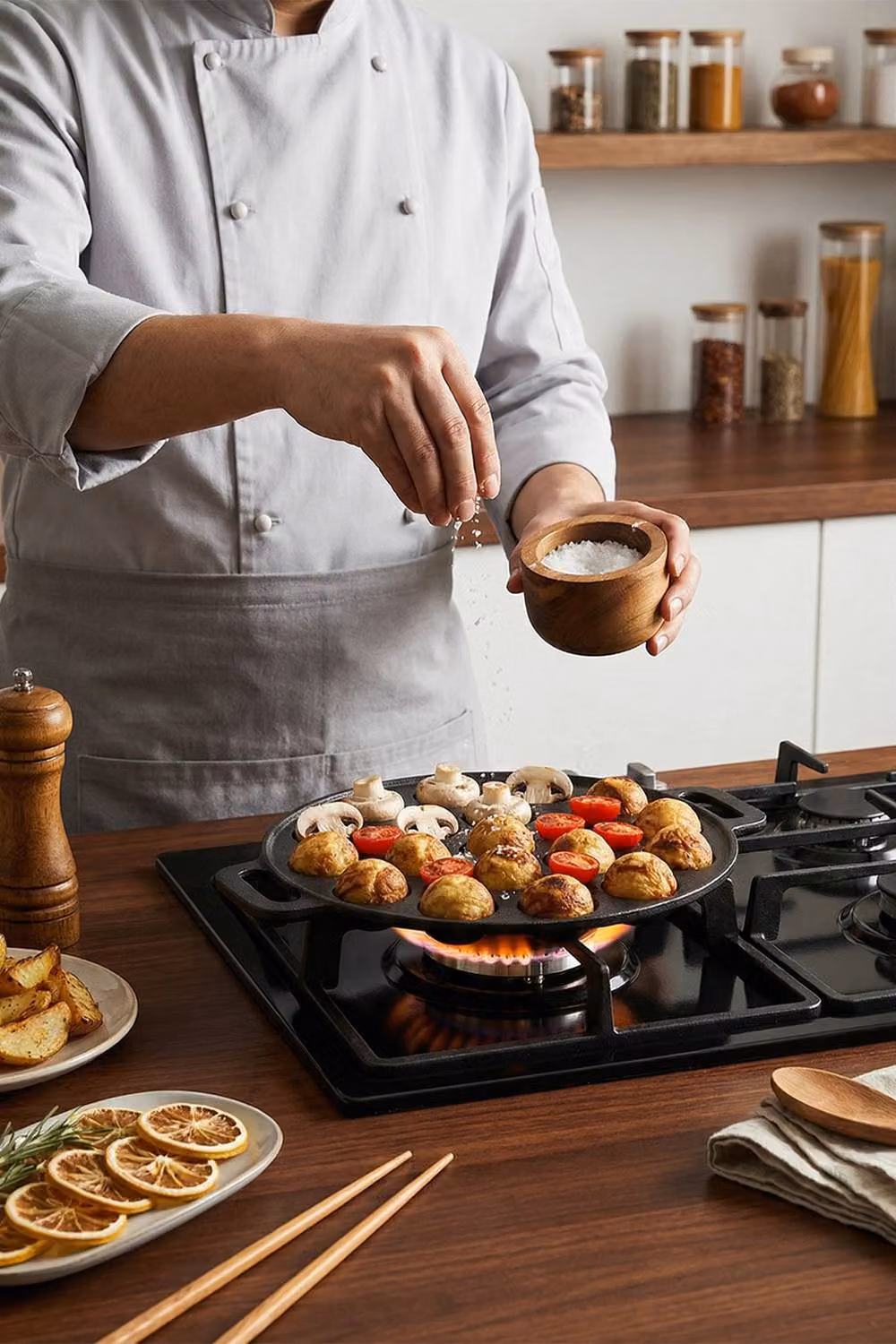 Garden Sanctuary Non-stick 19-hole Cast Iron Aebleskiver Pan in Black – 3