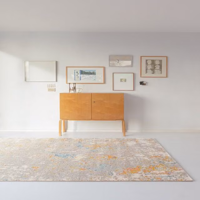 The Rug Shop UK Abstract Modern Machine Woven Area Rug in Beige and Multicolour, W: 160 cm, L: 230 cm