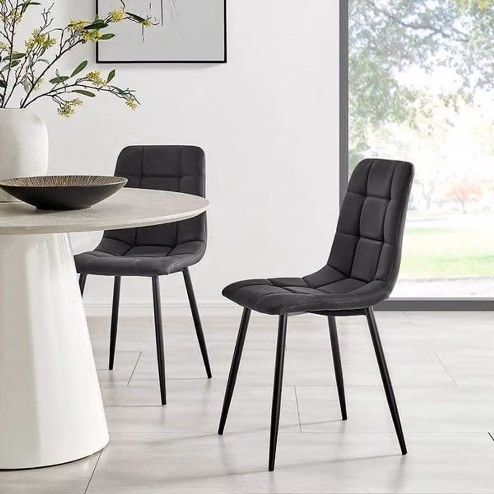 Bravich LTD Zurich Dining Chair Set of 4 in Black Embossed Synthetic Leather with Metal Legs – 3