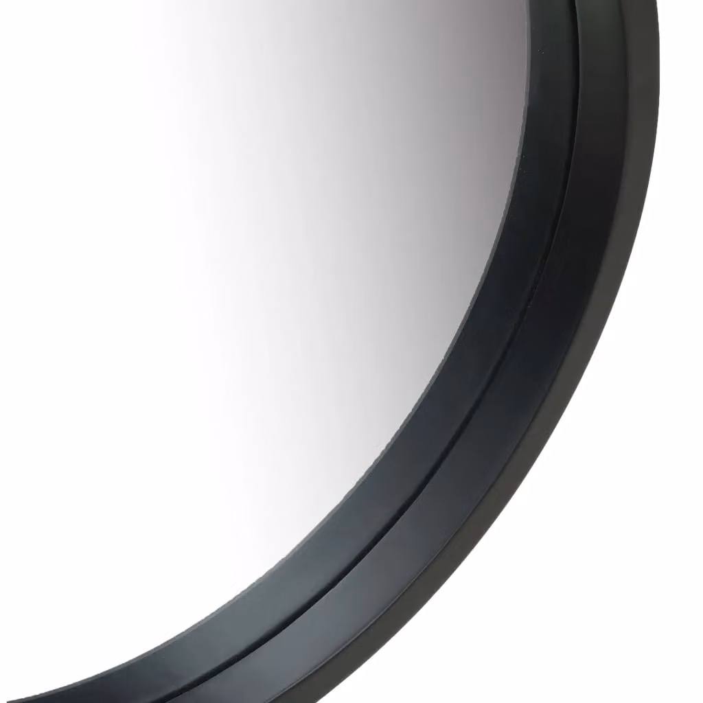 Berkfield Home Round Wall Mirror with Strap, Black, Diameter: 40 cm – 2