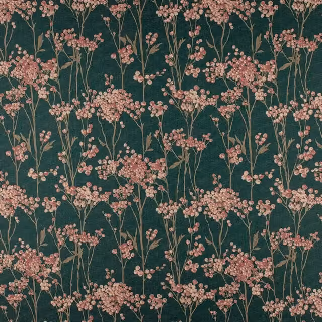 Ashley Wilde Hawthorn Fabric in Petrol and Green
