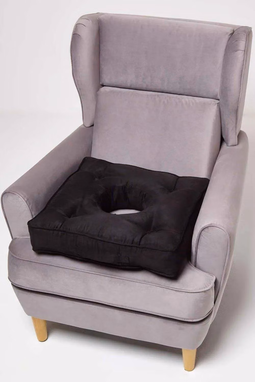 Homescapes Black Faux Suede Coccyx Cushion, W/D/H: 50 x 50 x 5 cm – 5