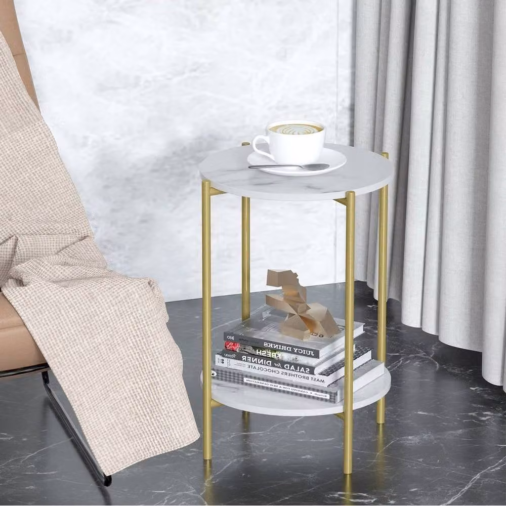 FORGEVIO Modern Nordic Round White Marble Coffee Table for your Living Room – 3