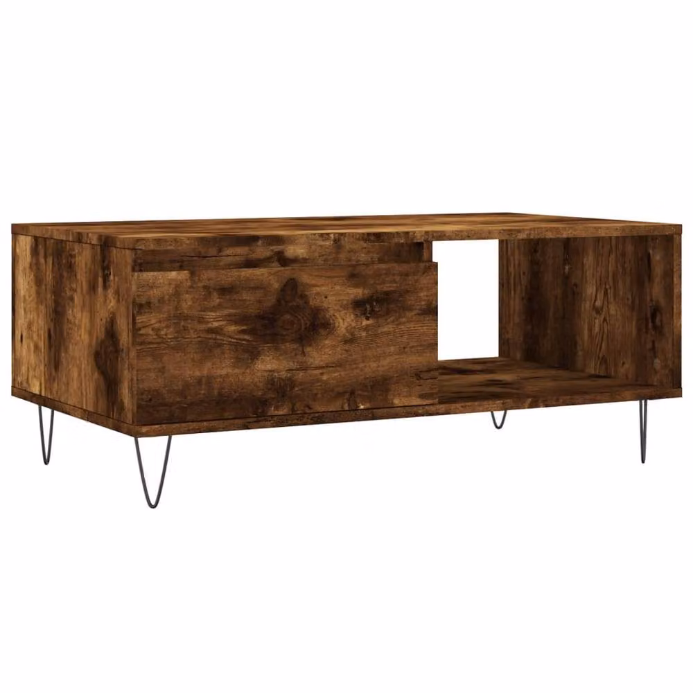 Berkfield Home Modern Rectangular Coffee Table in Smoked Oak Brown, W/D/H: 90 x 50 x 36.5 cm – 3
