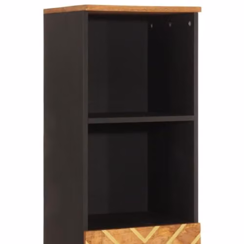 vidaXL Modern Mango Wood Bathroom Cabinet in Brown and Black, W: 38 cm, D: 33.5 cm, H: 160 cm – 4