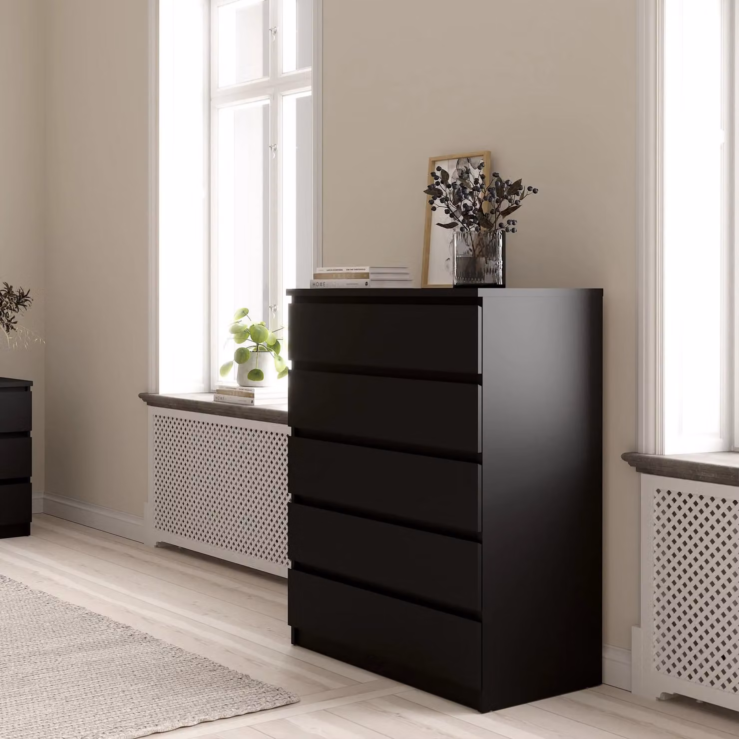 Furniture To Go Naia Minimalist Chest of 5 Drawers in Black – 3