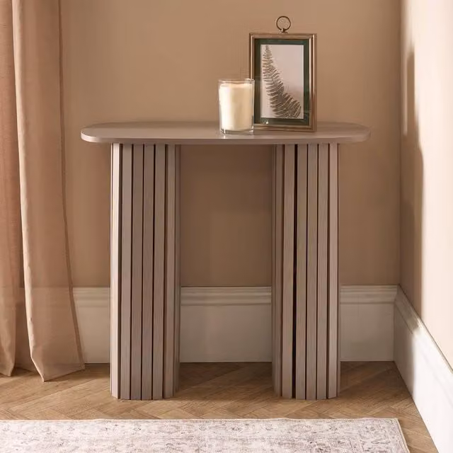 OHS Madison Ribbed Engineered Wood Console Table in Natural Sand – 1