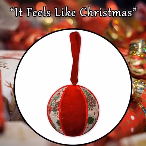 VFM e-Store Red Christmas Hanging Bauble Decoration, W/D/H: 18 x 18 x 10 cm – 7