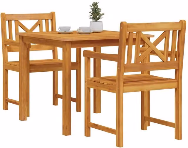Berkfield Home 3 Piece Acacia Wood Garden Dining Set in Brown