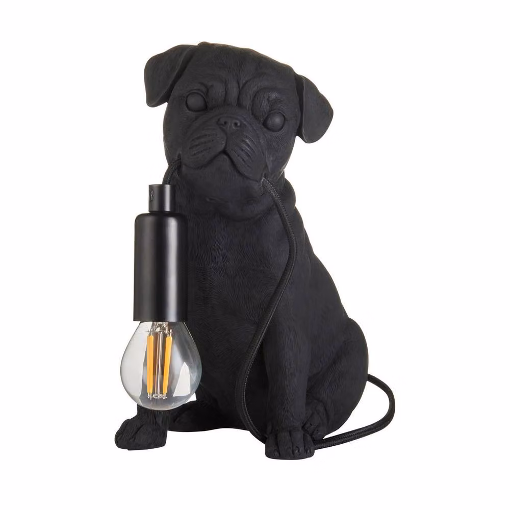 Netlighting Pug Puppy Table Lamp in Matt Black with E14 Bulb Holder – 3
