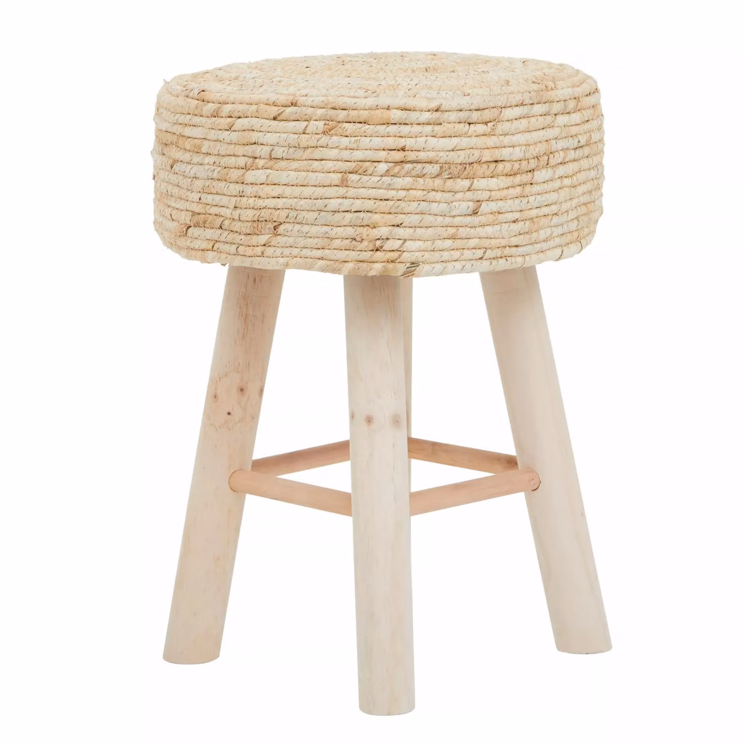 Orsina Durable White Cotton and Corn Rope Stool in Beige – 2
