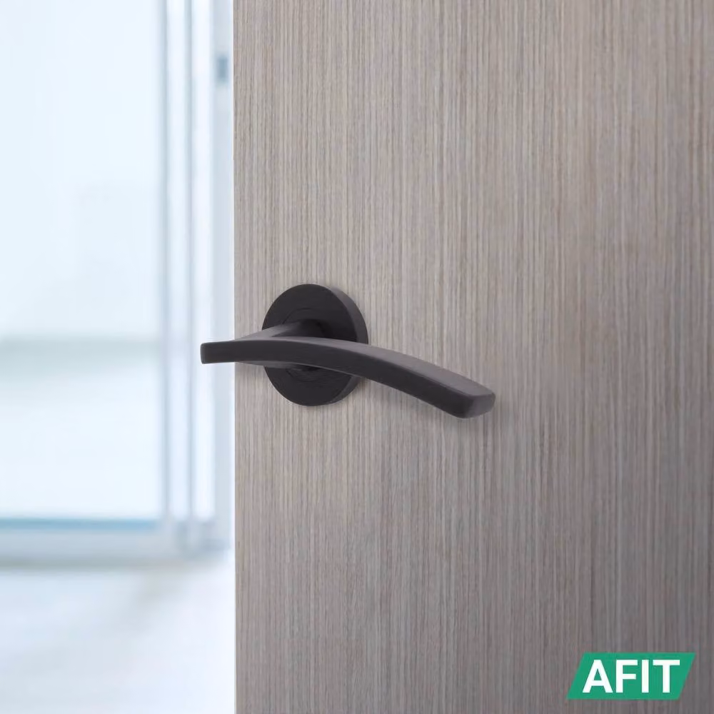 AFIT Matt Black Internal Fire Door Lever On Rose Handle, Aluminium, W/D/H: 15.0 x 15.0 x 5.6 cm – 4