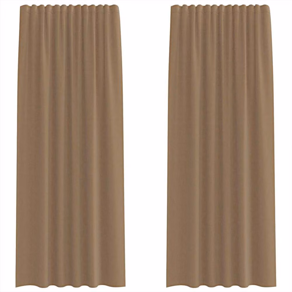 Berkfield Home Voile Curtains with Rod Pockets, 2 Pack, Brown, W: 140 cm, H: 245 cm – 2
