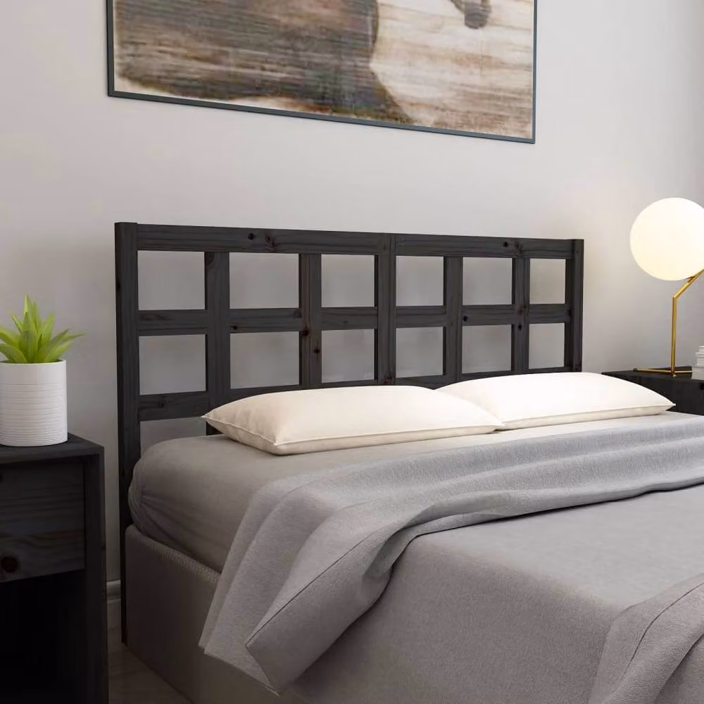 Berkfield Home Beautiful Bed Headboard in Black Solid Pine Wood, W: 145.5 cm, D: 4 cm, H: 100 cm – 2