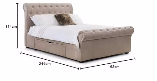 Julian Bowen Ravello Upholstered Storage Bed with 2 Drawers, Beige Chenille, W: 180 cm, D: 200 cm – 2