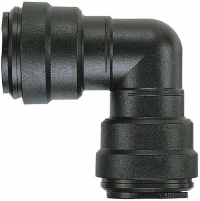 John Guest Black Plastic 12mm Equal Elbow Push Fit Pipe Water Fitting Connector, Pack of 5 – 1
