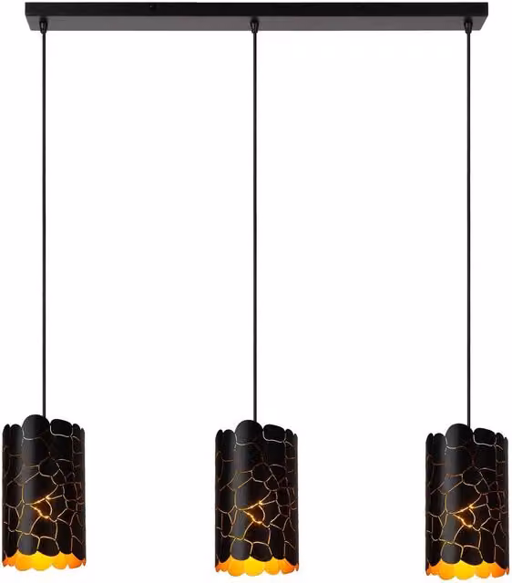 Lucide Almelo Pendant Light, Black and Gold/Brass, 3 x E27, Height Adjustable – 4