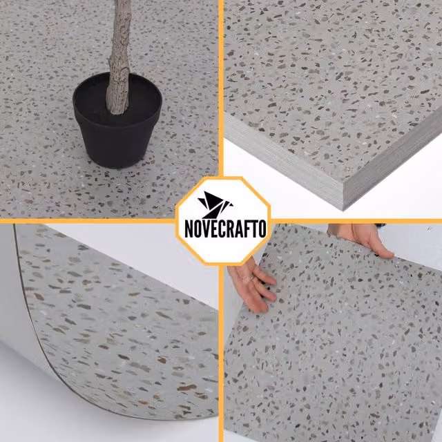 Novecrafto Self Adhesive Vinyl Floor Tiles in Grey Terrazzo Stone Look