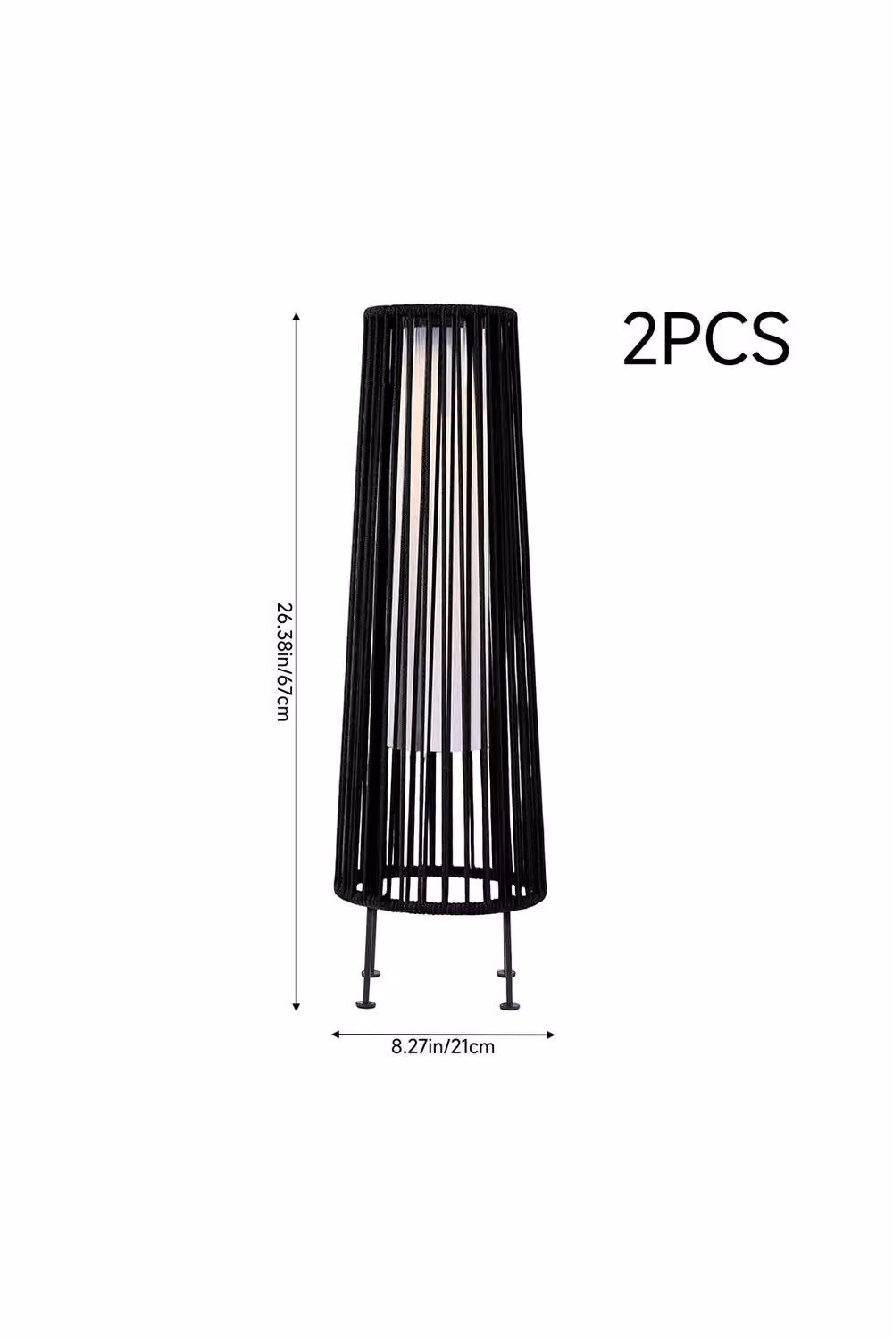 Living and Home 2-Piece Solar Powered Metal Cage Garden Floor Lanterns in Black – 3