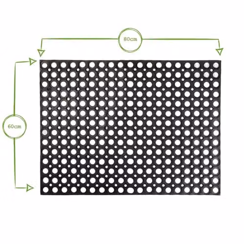 Nicola Spring Heavy Duty Rubber Door Mat, Black, W: 80 cm, D: 60 cm – 3