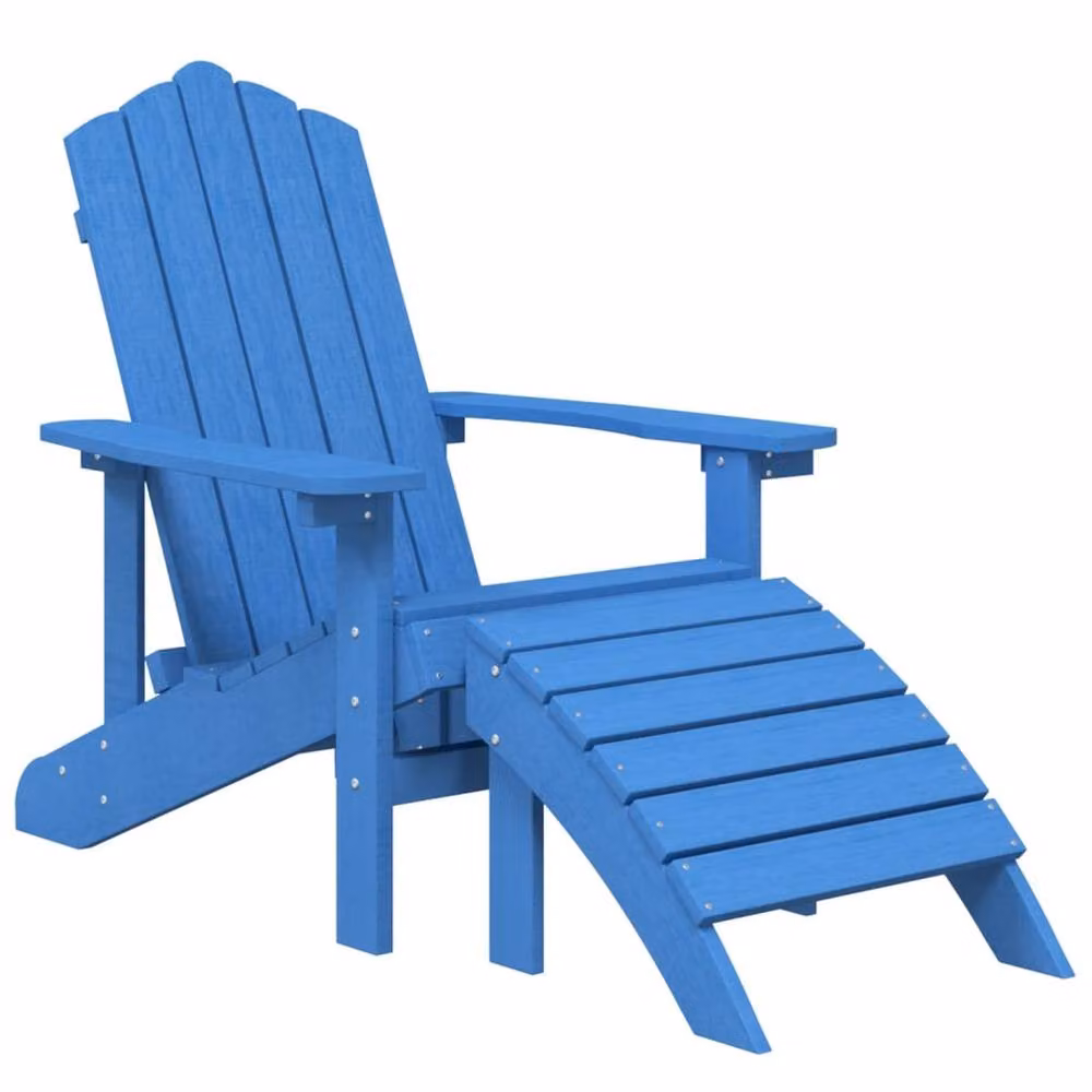 Berkfield Home Garden Adirondack Chair with Footstool in Aqua Blue HDPE Composite – 2