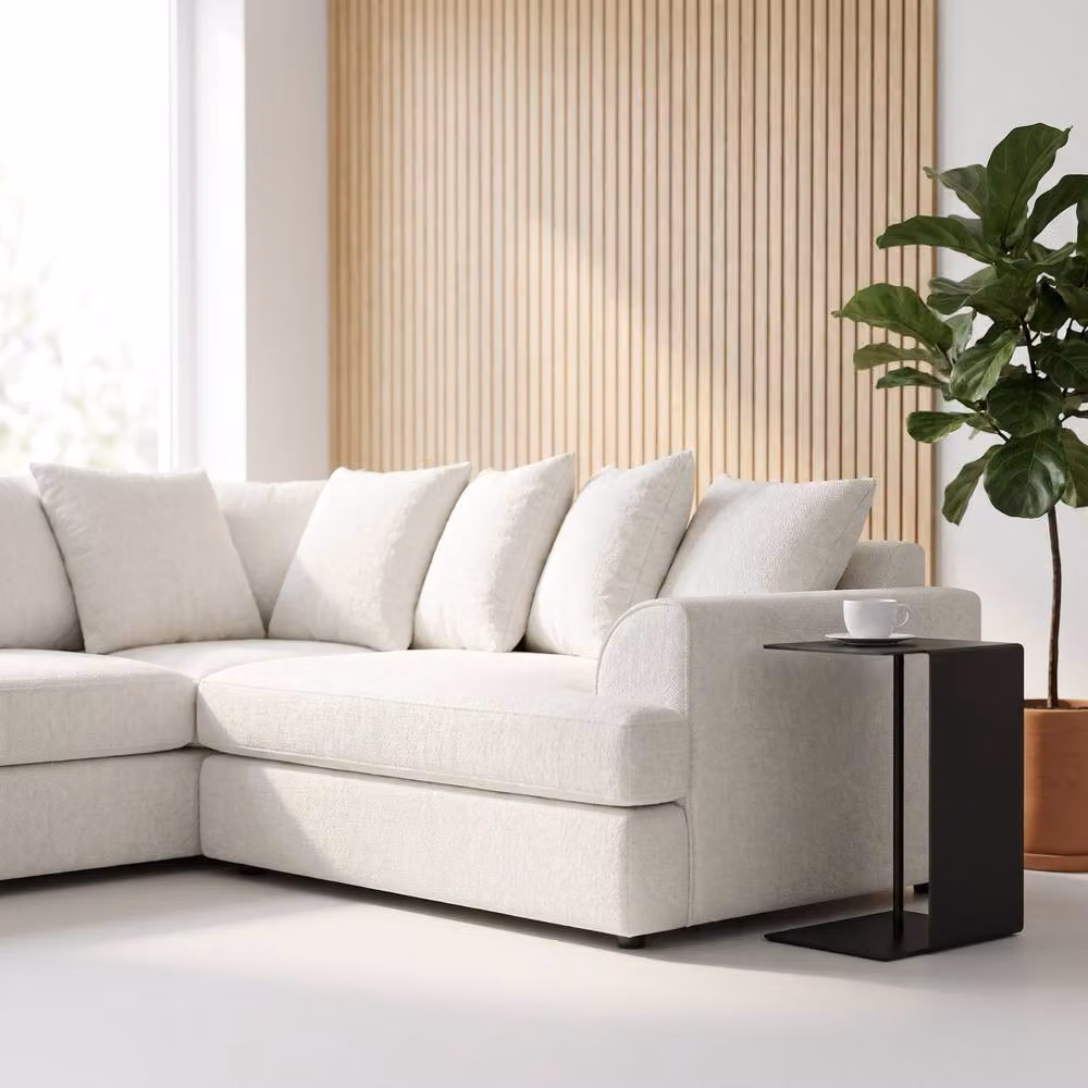 Abakus Direct Ferguson Cream Bouclé L-Shape Corner Sofa with Deep Seats and Scatter Cushions – 3
