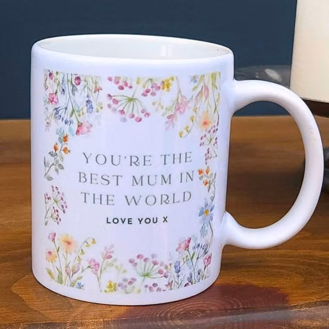 Aye Do Gifts Personalised Best Mum Floral Mug in White and Multicolour