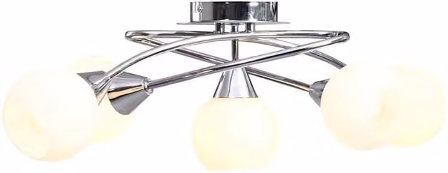 Berkfield Home Modern White and Chrome Ceiling Lamp with Ceramic Dome Shades for 5 x E14 Bulbs