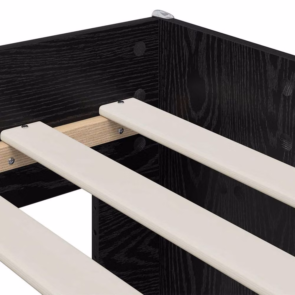 Berkfield Home Kids' Modern High Single Bed Frame with Desk in Black Engineered Wood – 4