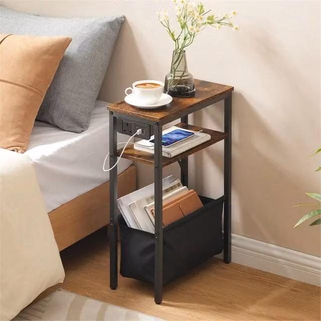 FORGEVIO Brown Industrial Bedside Table, W/D/H: 40 x 20 x 60 cm