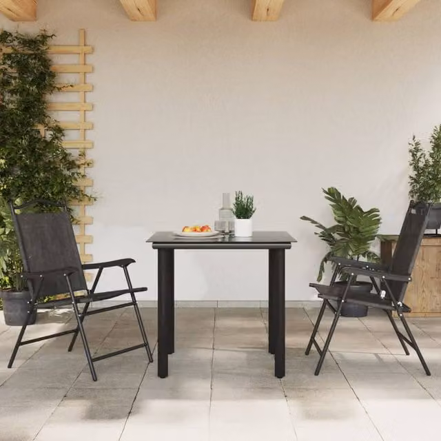Berkfield Home Beautiful Folding Garden Chairs, 2 Piece Set in Melange Grey Steel and Textilene