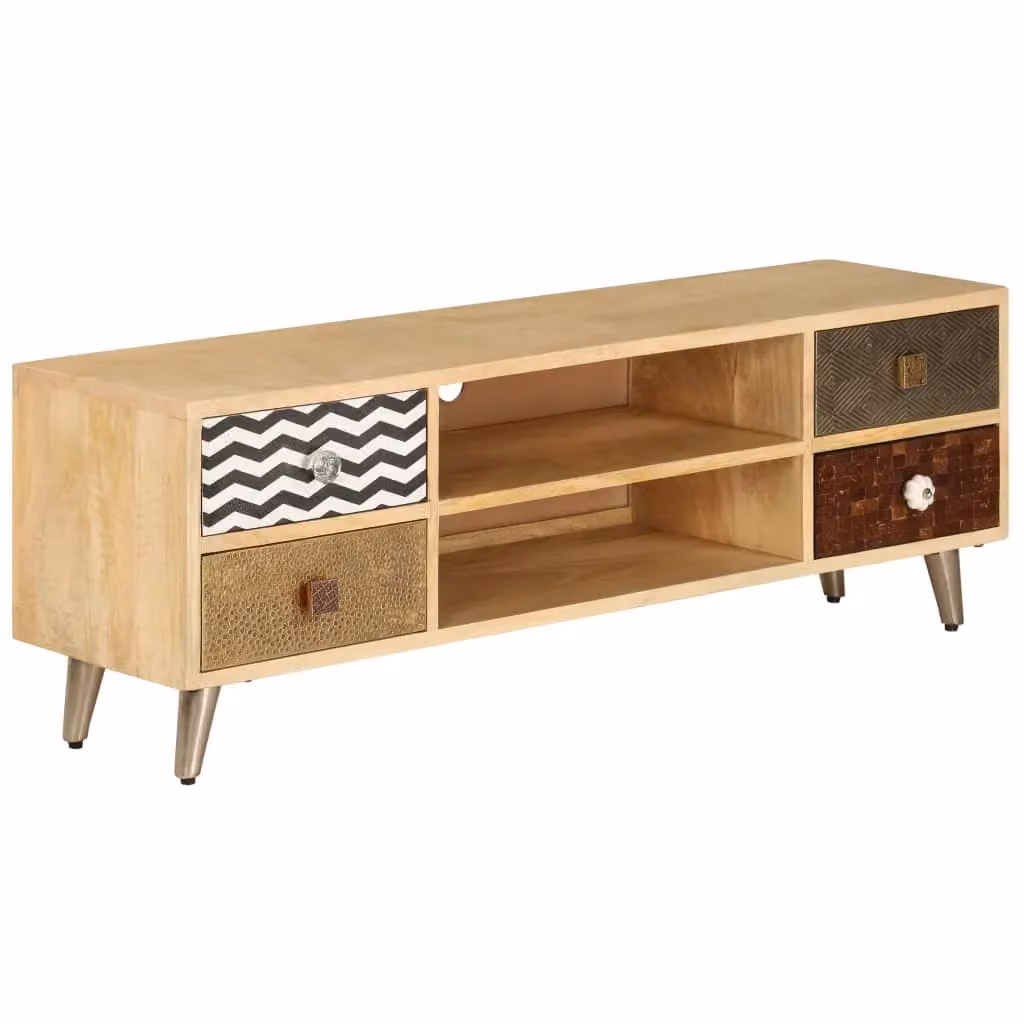 Berkfield Home Industrial TV Cabinet in Brown Solid Mango Wood, W/D/H: 120 x 30 x 40 cm – 2