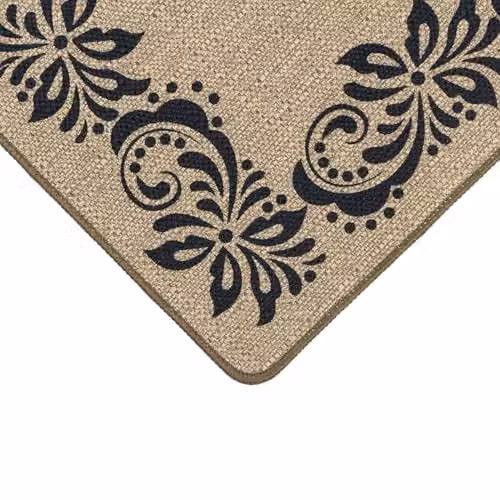 JVL Elegance Machine Washable Non-Slip Entrance Runner Doormat, Floral Design, Sand, Black and Beige, W: 50 cm, L: 150 cm – 2