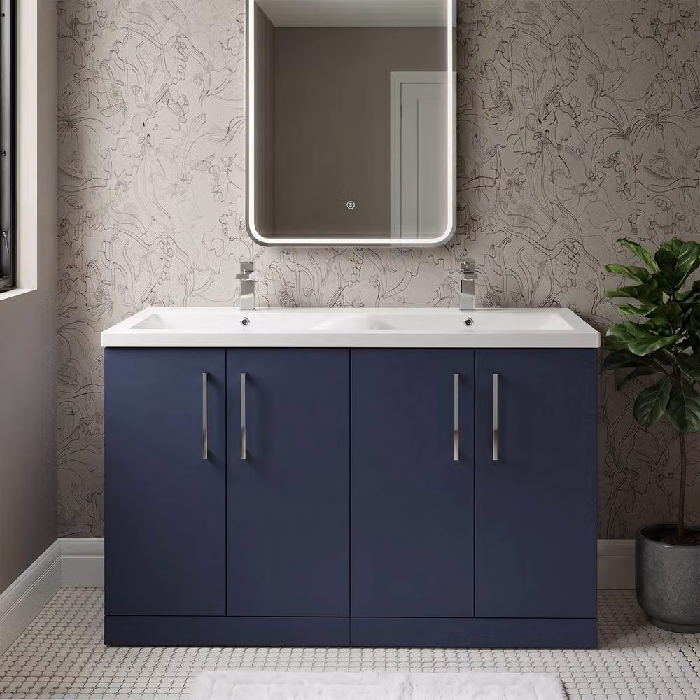 Balterley Level 1200mm Floor Standing 4 Door Double Basin Unit in Midnight Blue – 3