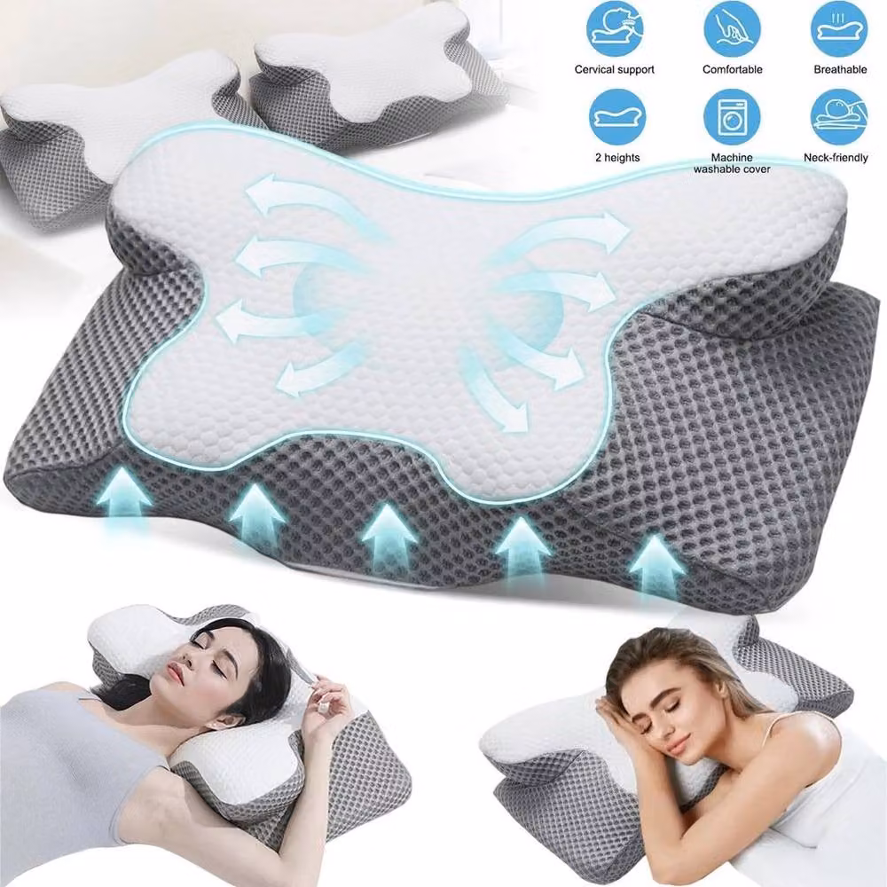 KORVIXA Single Cervical Memory Foam Orthopaedic Pillow with Removable Breathable Cover in Multicolour – 3