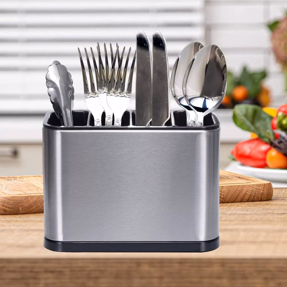 Top 3 Kitchen Stainless Steel Cutlery and Utensil Storage Organiser Caddy in Silver – 3