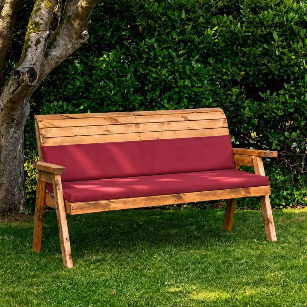 Samuel Alexander Charles Taylor 3 Seater Wooden Bench Back Cushion in Burgundy – 5