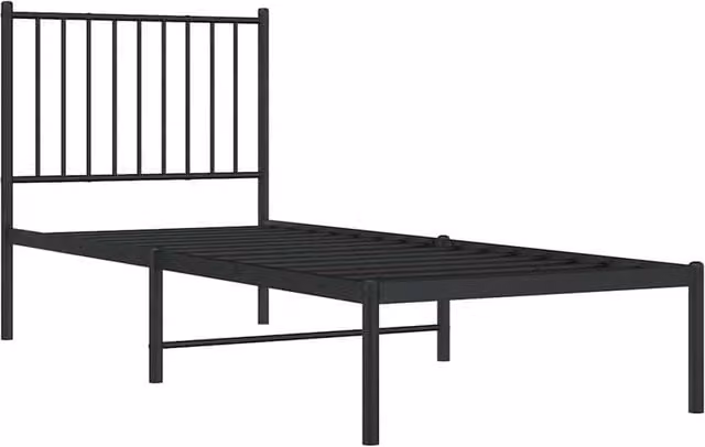 Berkfield Home Metal Bed Frame with Headboard in Black, W/D/H: 80 x 200 cm – 1