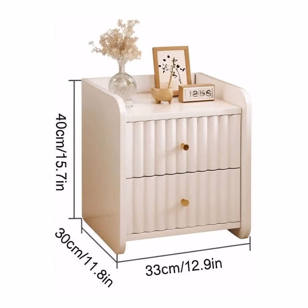 FORGEVIO 2 Drawer Wooden Bedroom Bedside Cabinet in White – 2