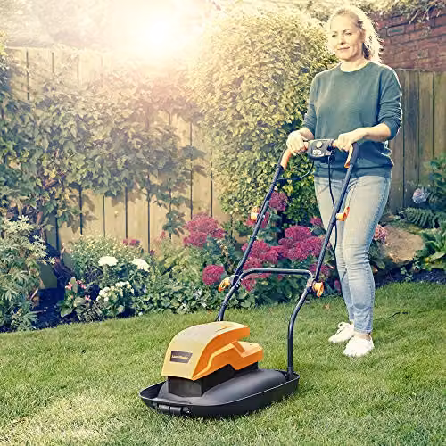 LawnMaster 1600W Orange Corded Hover Mower with Mulching Kit and Fixed Metal Blade, Cutting Width: 33 cm – 2