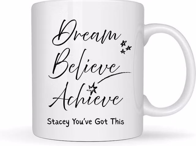 Aye Do Gifts Dream Believe Achieve Ceramic Mug in White