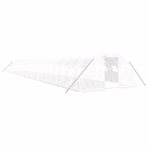 vidaXL Greenhouse with Steel Frame, White, W: 24 m, D: 4 m, H: 2 m
