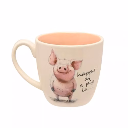 Widdop and Co Multicolour and Pink Funny Pug Mug, 300ml