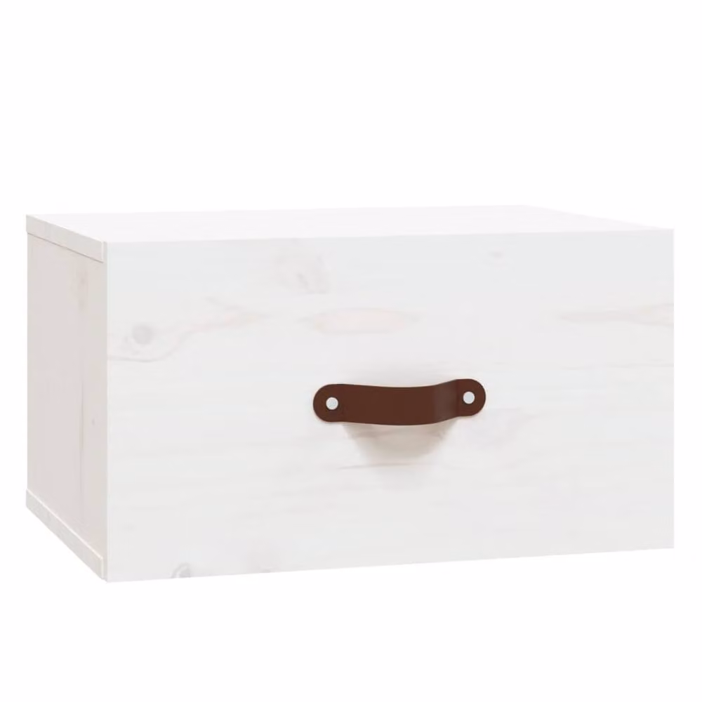 Berkfield Home Wall-mounted White Pine Bedside Cabinet W: 40 cm, D: 29.5 cm, H: 22 cm – 2
